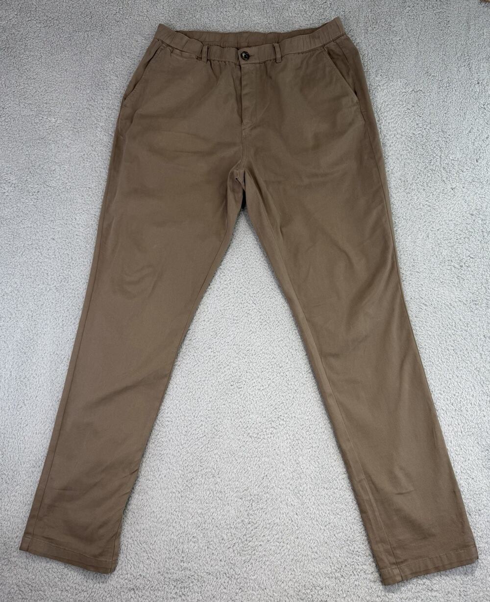 Cove USA Chino Pants Mens 36x34 Elastic Waist Die On Empty Brown